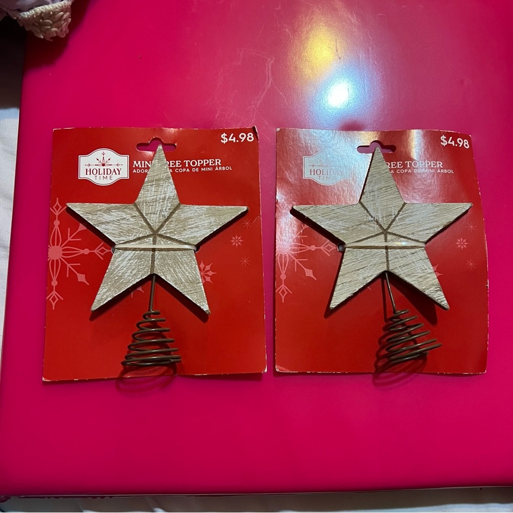 Holiday Time Mini Tree Topper Set of two